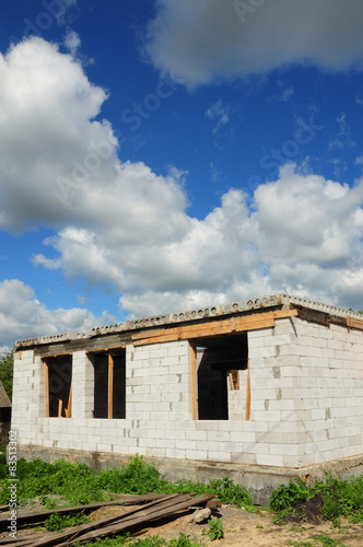 House construction from foam concrete blocks  