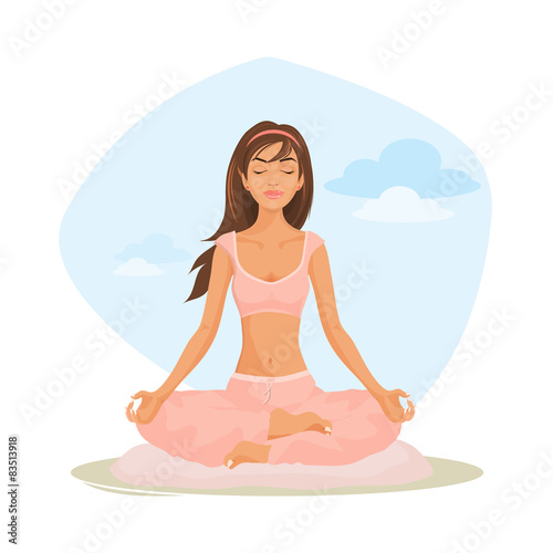 Woman Meditating Vector