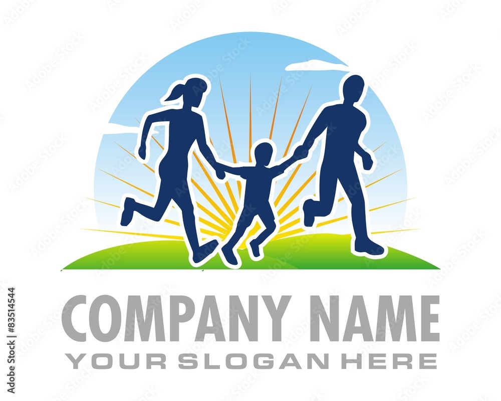 morning run family logo image vector