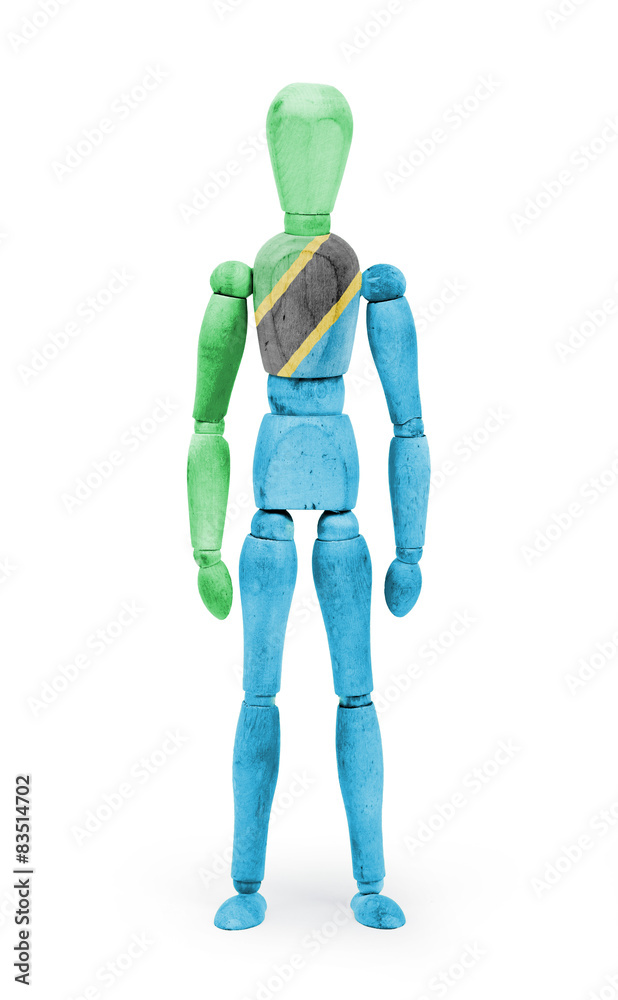 Wood figure mannequin with flag bodypaint - Tanzania Wood figure mannequin with flag bodypaint - Tanzania
