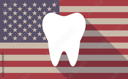 USA flag icon with a tooth