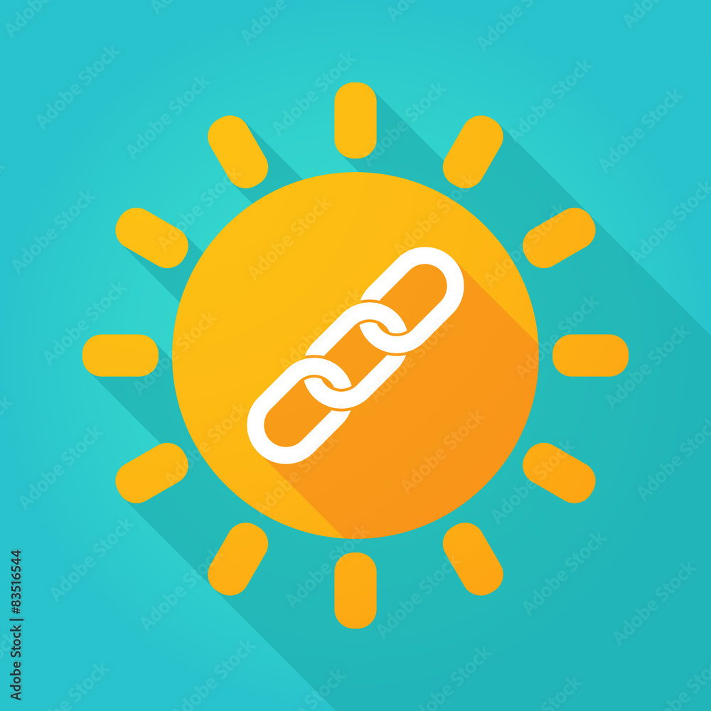 Long shadow sun icon with a chain Long shadow sun icon with a chain