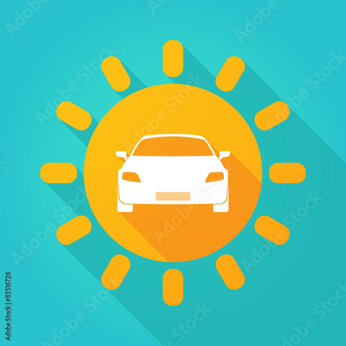 Long shadow sun icon with a car