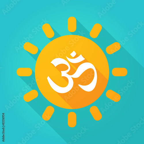 Long shadow sun icon with an om sign
