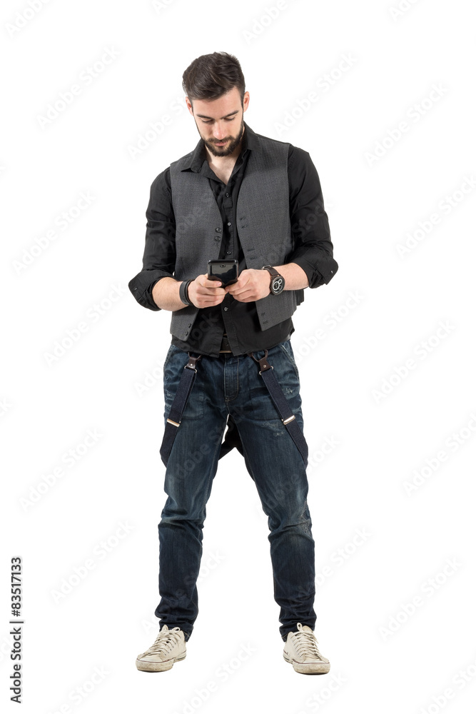 Handsome fashionable man using mobile phone Handsome fashionable man using mobile phone