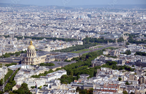 Vue aérienne sur les Invalides et le Grand Palais