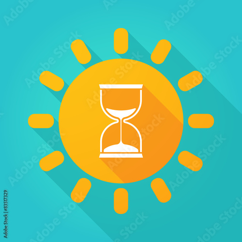 Long shadow sun icon with a sand clock