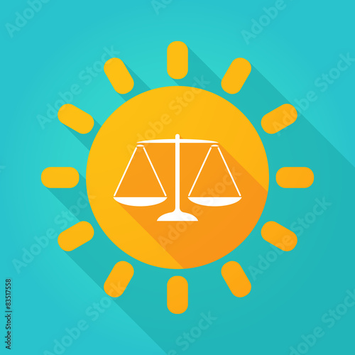 Long shadow sun icon with a weight scale