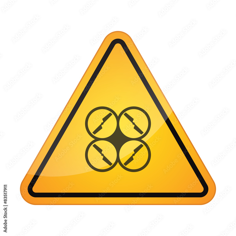 Danger signal icon with a drone Danger signal icon with a drone