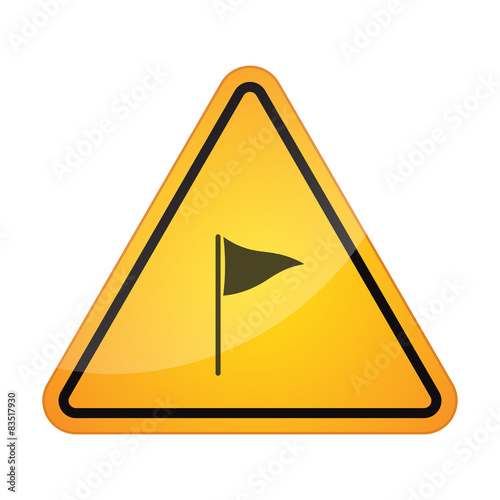 Danger signal icon with a golf flag