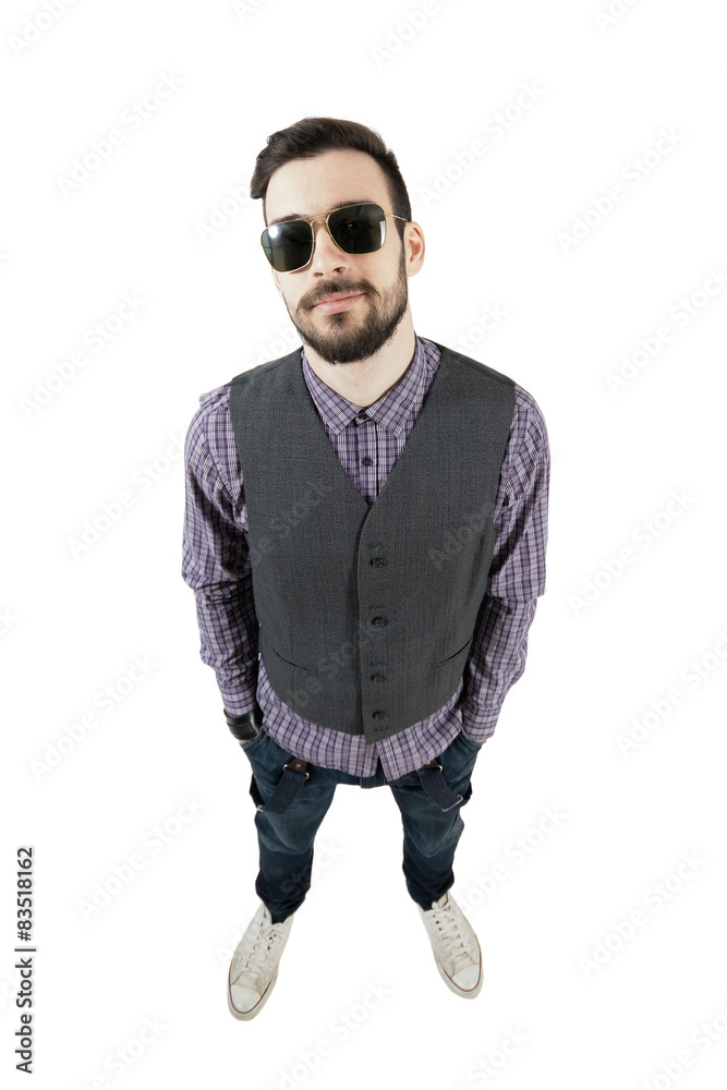 Confident young relaxed hipster with sunglasses Confident young relaxed hipster with sunglasses