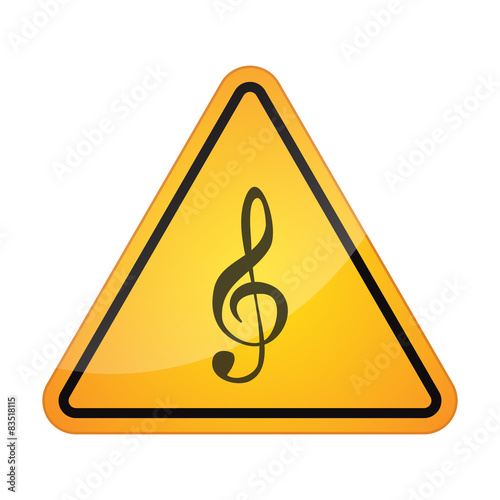 Danger signal icon with a g clef