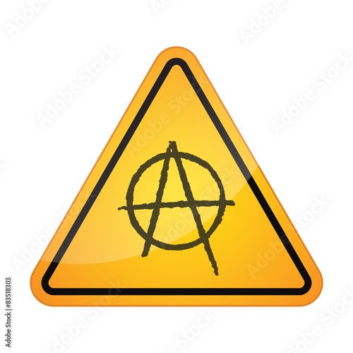 Danger signal icon with an anarchy sign
