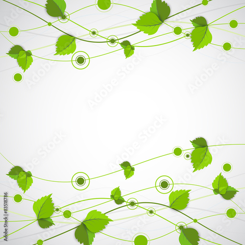 Green color wave with leaves.