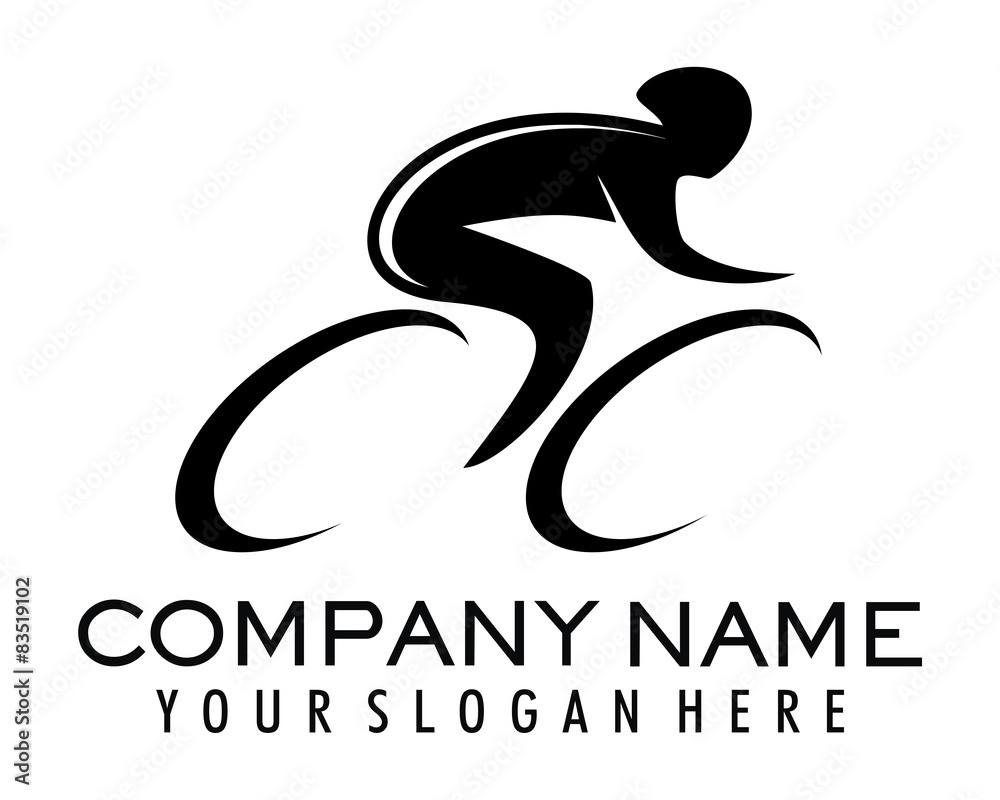 Fototapeta premium silhouette man cycling logo image vector