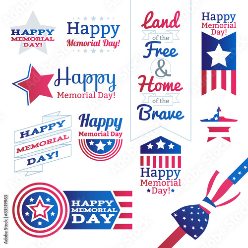 USA national celebrations badges set.