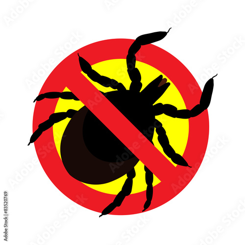 vector image of a tick in a red crossed-out circle - ticks stop