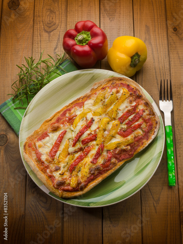 homemade pizza with  grilled pepper