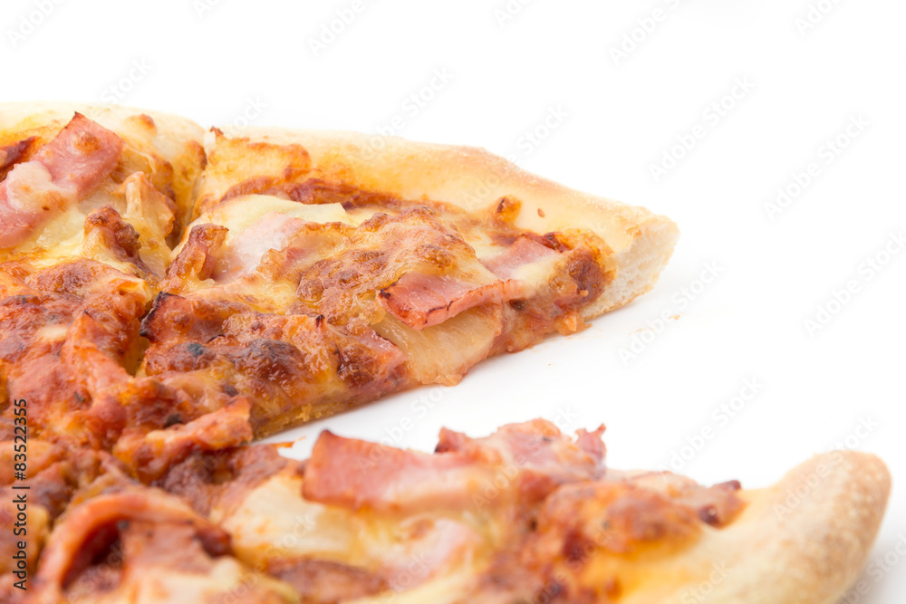 hawaiian pizza isolated on white background hawaiian pizza isolated on white background