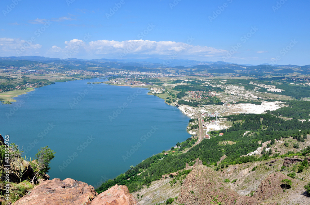 Panorama view the dam on the  great river Arda, Bulgaria