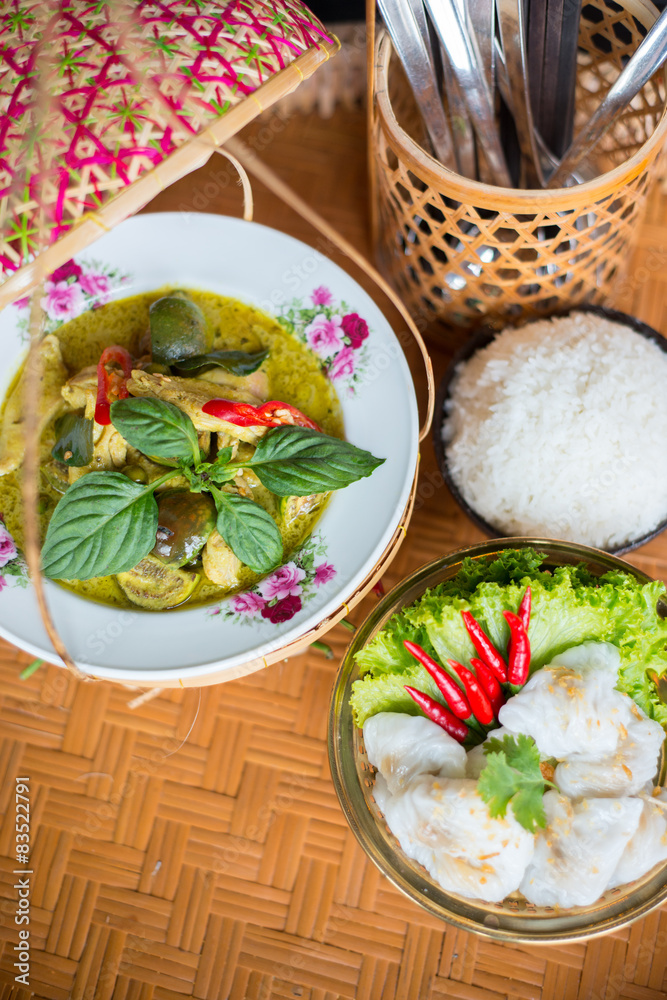 Thai green curry with steam rice. Thai green curry with steam rice.