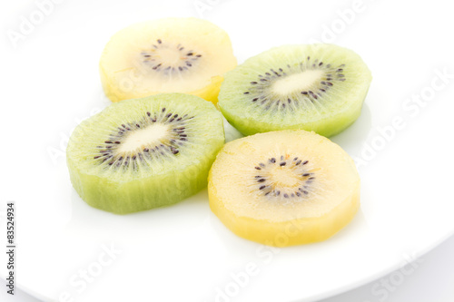 Kiwi and Golden Kiwi fruit isolated on white background