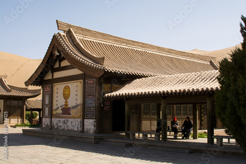 Chinese temple in the desert, Dunhuang, Mingsha Shan, China