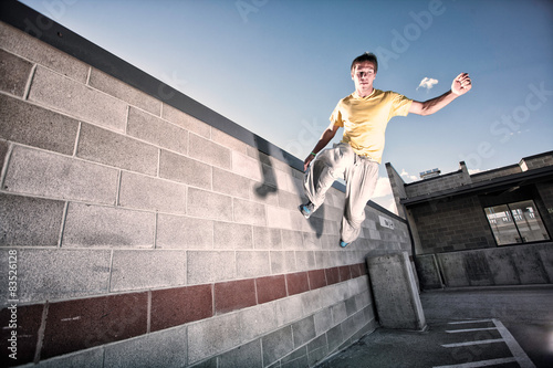 USA, Colorado, Young man free running photo