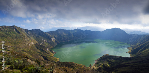 Ecuador, Elevated view of Quilotoa Lake