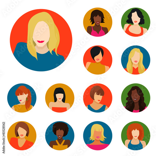 Set of female portraits