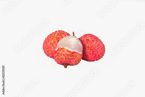 Lychee. Sweet Fresh lychees isolated on white background. photo