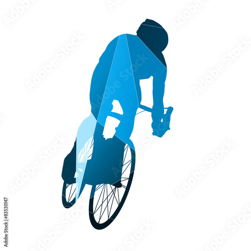 Abstract blue vector cyclist