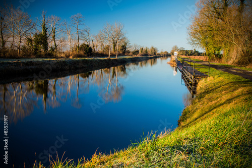 Ireland, Offaly, Tullamore, View of Grand Canal on winter morning photo