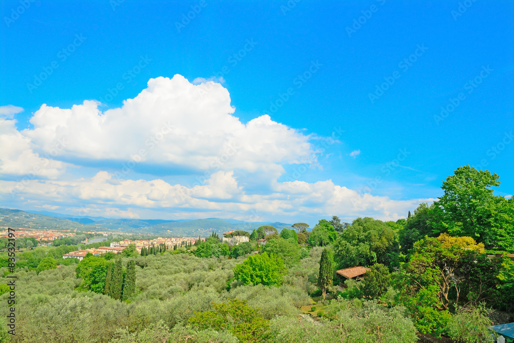 green and blue landscape of Florence