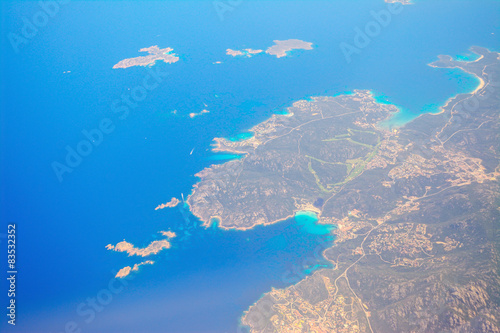 aerial view of costa smeralda coastline