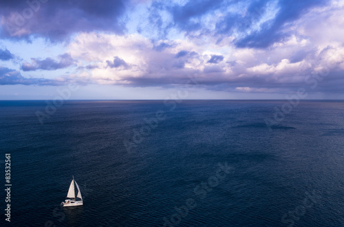 Saint Lucia, Gros Islet, Seascape with sailing boat photo