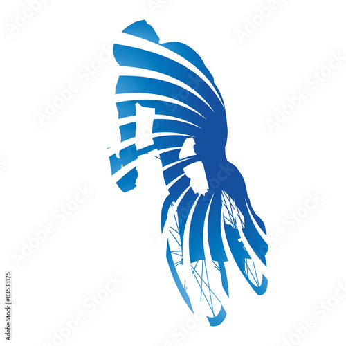 Abstract blue vector cyclist
