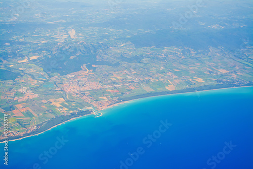 Tuscany coastline seen from above