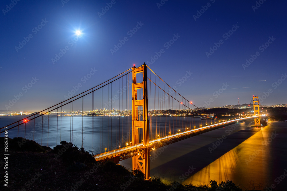 Golden gate bridge at night, San Francisco