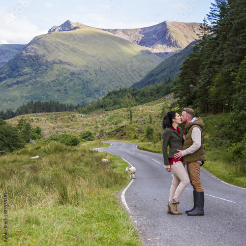 UK, Scotland, Highlands Region, Couple kissing photo