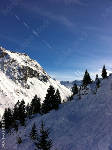 France, Rodano-Alpes, Alta Saboya, Thonon-les-Bains, Avoriaz, Alps near Avoriaz covered by snow photo