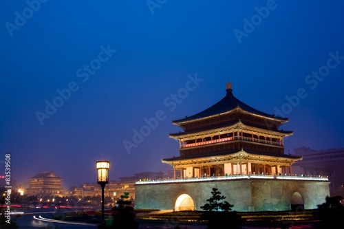 China, Shaanxi, Xian, Drum Tower at night photo