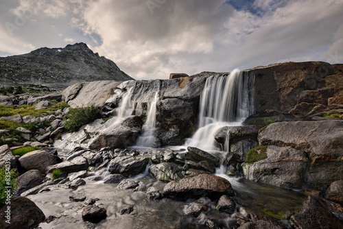Waterfall in Upper Washakie Creek, Bridger-Teton National Forest, Wyoming, USA photo