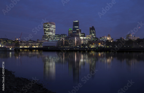 The Square Mile at night, London, UK photo