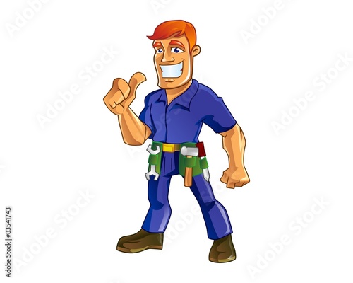 smiling repairman character image vector