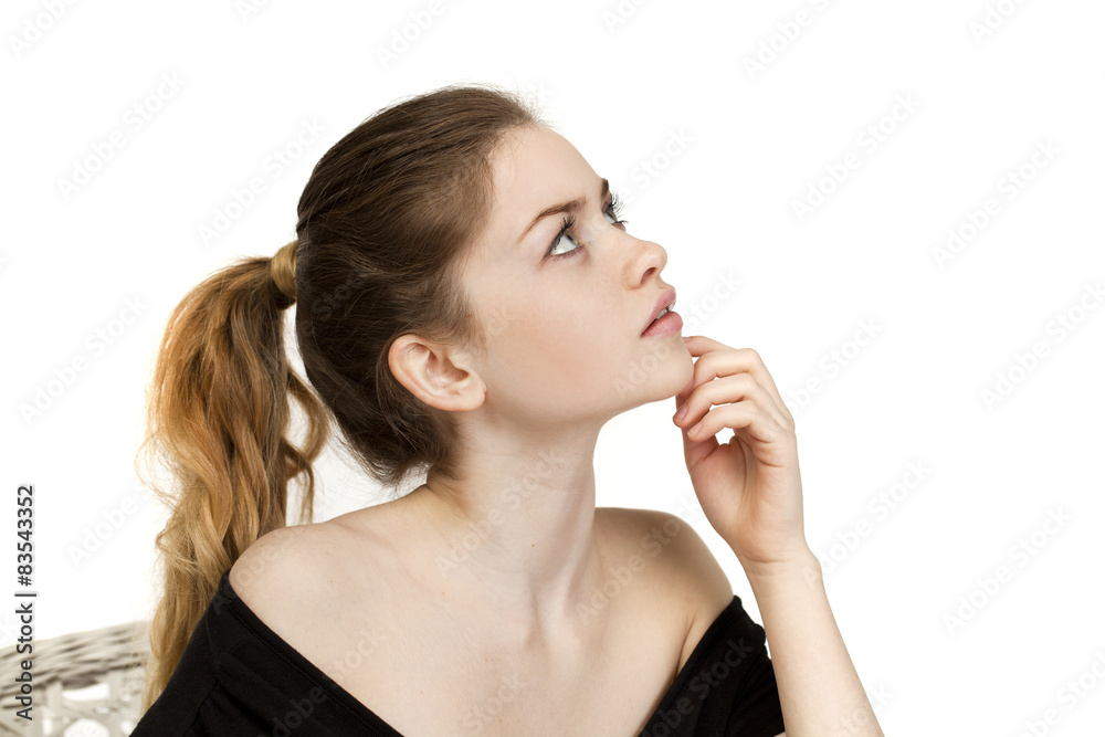 Portrait close up of young beautiful blonde woman Portrait close up of young beautiful blonde woman