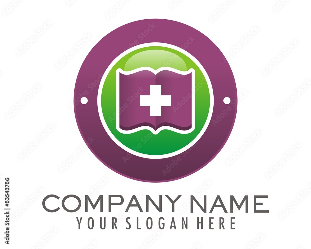 Obraz premium health medical book purple symbol logo image vector