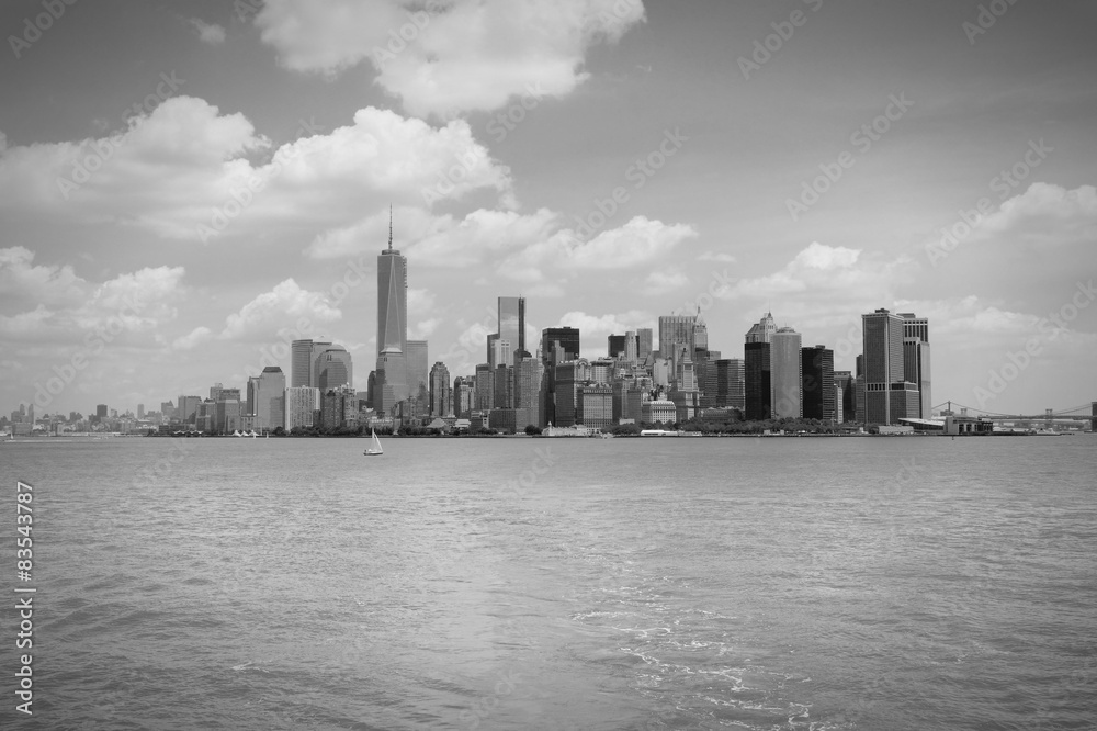 New York skyline. Black and white.
