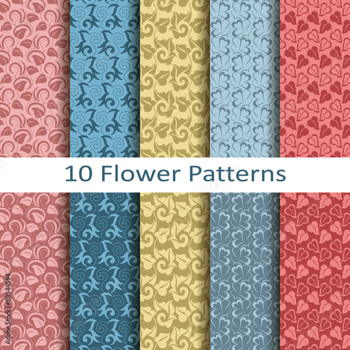 set of ten flower patterns