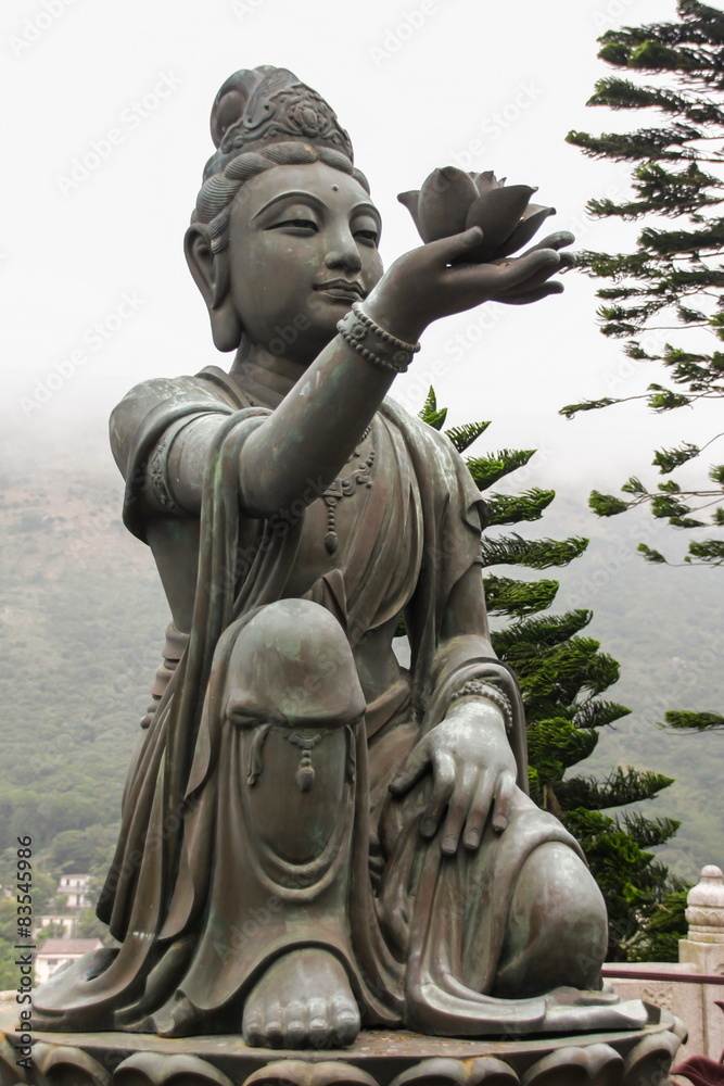 Angels statue praising to the Big Buddha at Lantau, Hong Kong